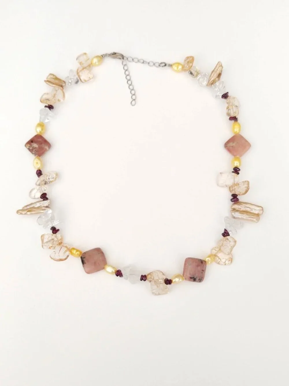 Stone, glass and shell necklace